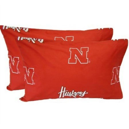 COLLEGE COVERS College Covers NEBPCKGPR Nebraska Printed Pillow Case- King- Set of 2- Solid NEBPCKGPR